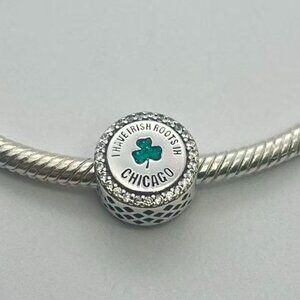 Pandora Chicago I Have Irish Roots Ih four-leaf clover Exclusive Charm Bracelets